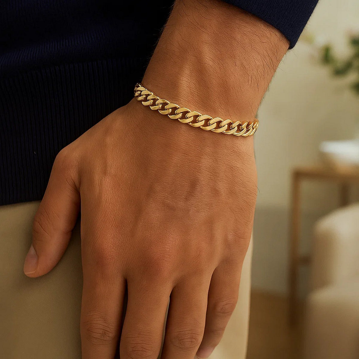 14k Yellow Gold Polished Miami Cuban Chain Bracelet (6.50 mm) RCJ