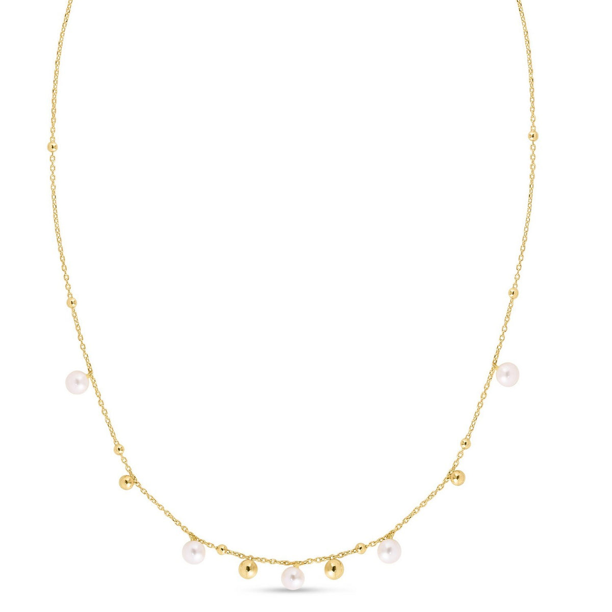 14K Yellow Gold Pearl and Scattered Bead Necklace RCJ