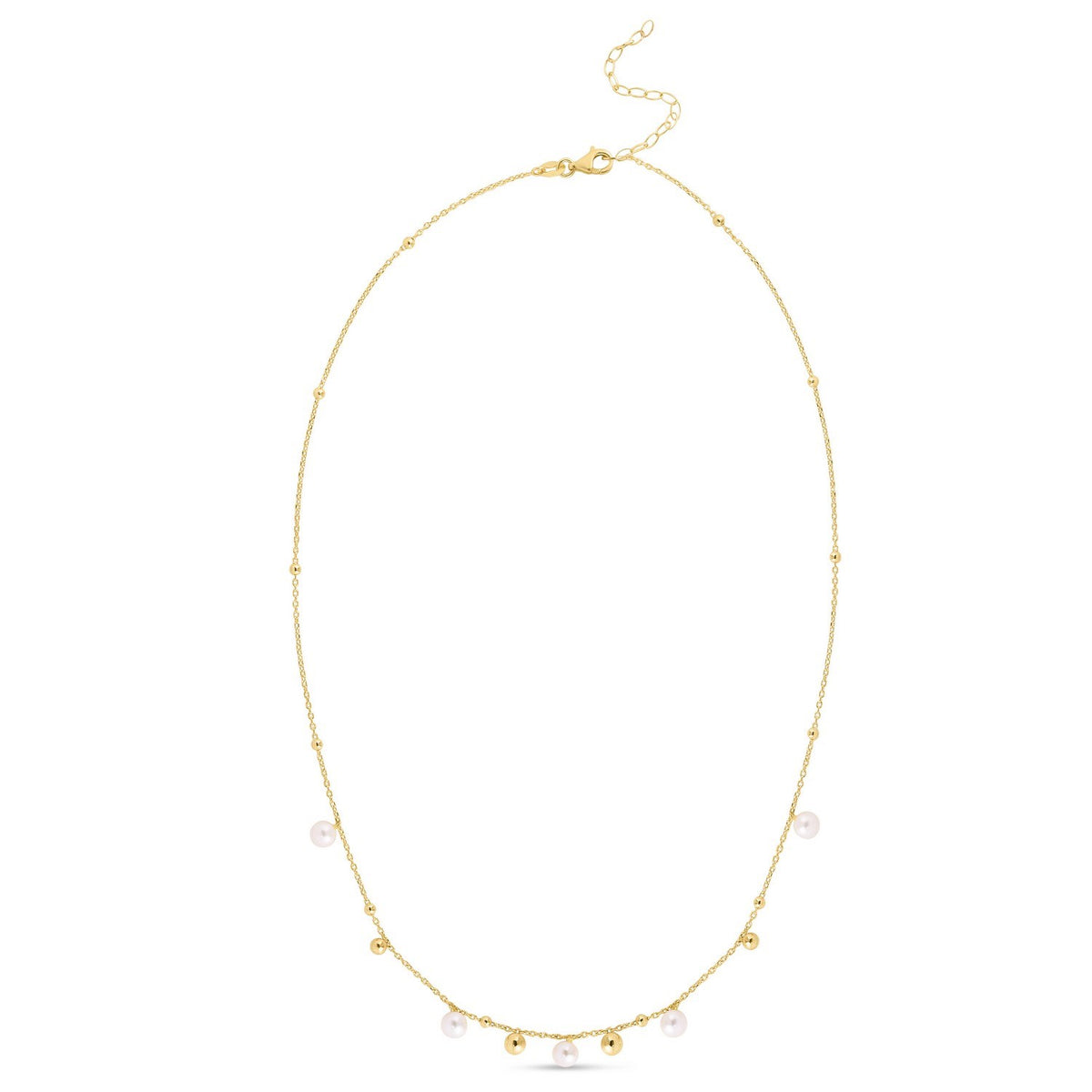 14K Yellow Gold Pearl and Scattered Bead Necklace RCJ