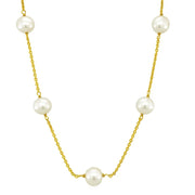 14k Yellow Gold Necklace with White Pearls RCJ