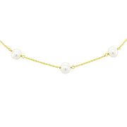 14k Yellow Gold Necklace with White Pearls RCJ