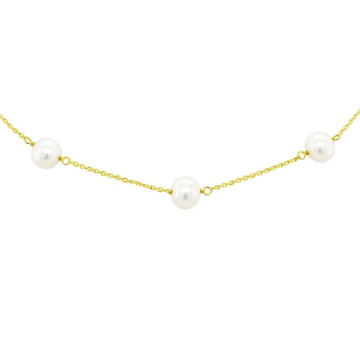 14k Yellow Gold Necklace with White Pearls RCJ