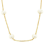 14k Yellow Gold Necklace with White Pearls RCJ
