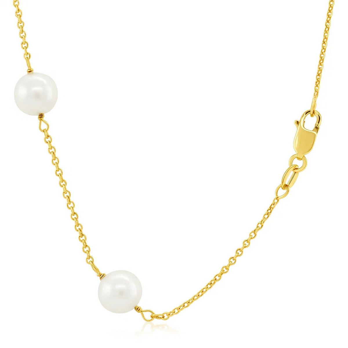14k Yellow Gold Necklace with White Pearls RCJ