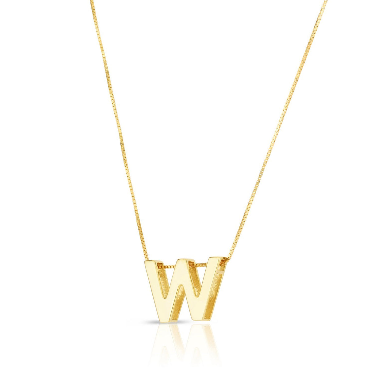 14K Yellow Gold Yours Truly Block Letter Initial W Necklace Alba Luxe