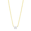 14K Yellow Gold Mini Diamond W Initial Pendant Necklace Alba Luxe