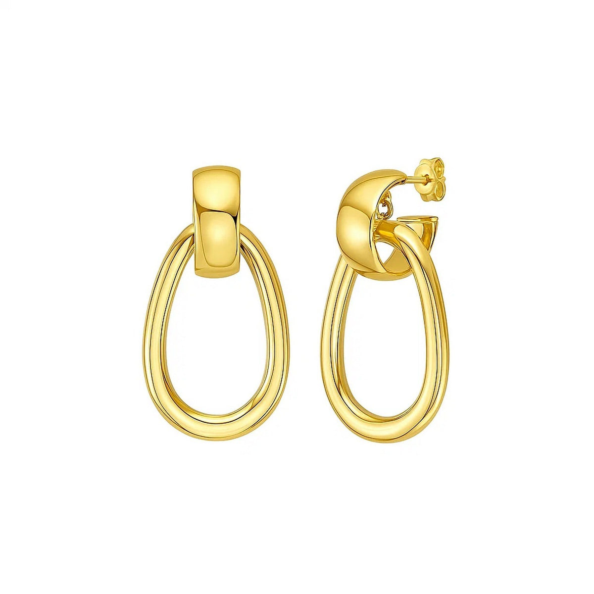 14K Yellow Gold Interlocking Drop Hoop Earrings RCJ