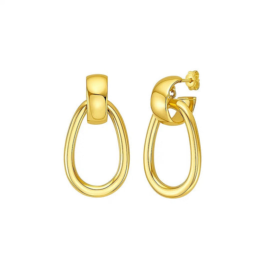 14K Yellow Gold Interlocking Drop Hoop Earrings RCJ