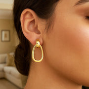 14K Yellow Gold Interlocking Drop Hoop Earrings RCJ