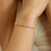 14K Yellow Gold Faceted Bead and Freshwater Pearl Bracelet (3.00 mm) RCJ