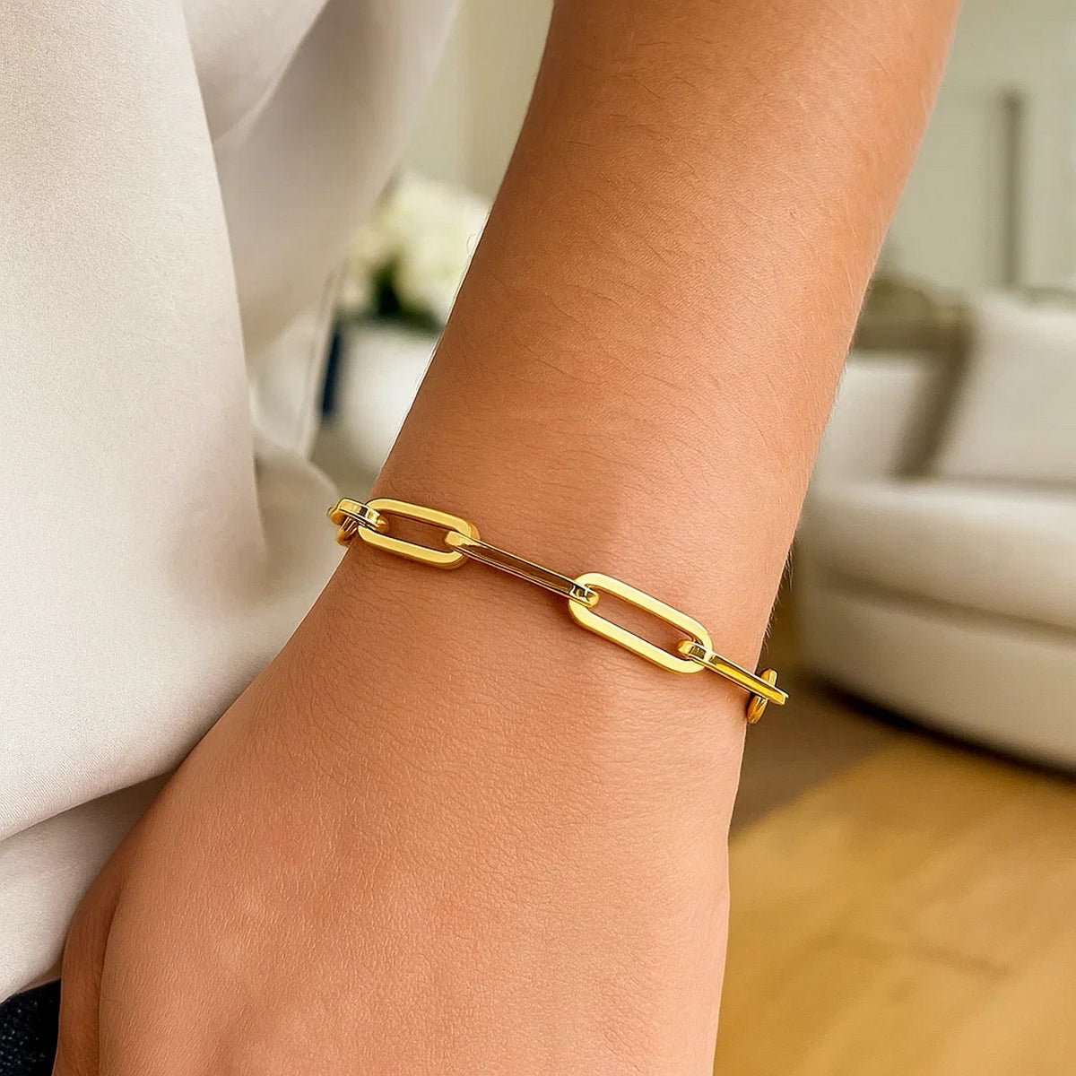 14K Yellow Gold Extra Wide Paperclip Chain Bracelet (6.10 mm) RCJ