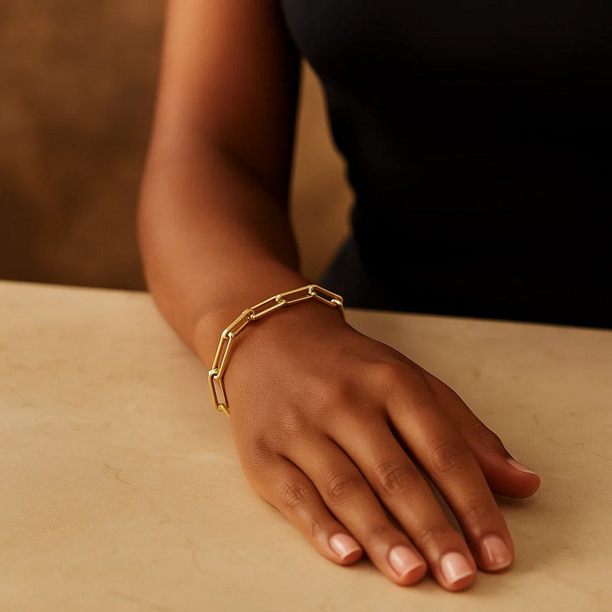 14K Yellow Gold Extra Wide Paperclip Chain Bracelet (6.10 mm) RCJ