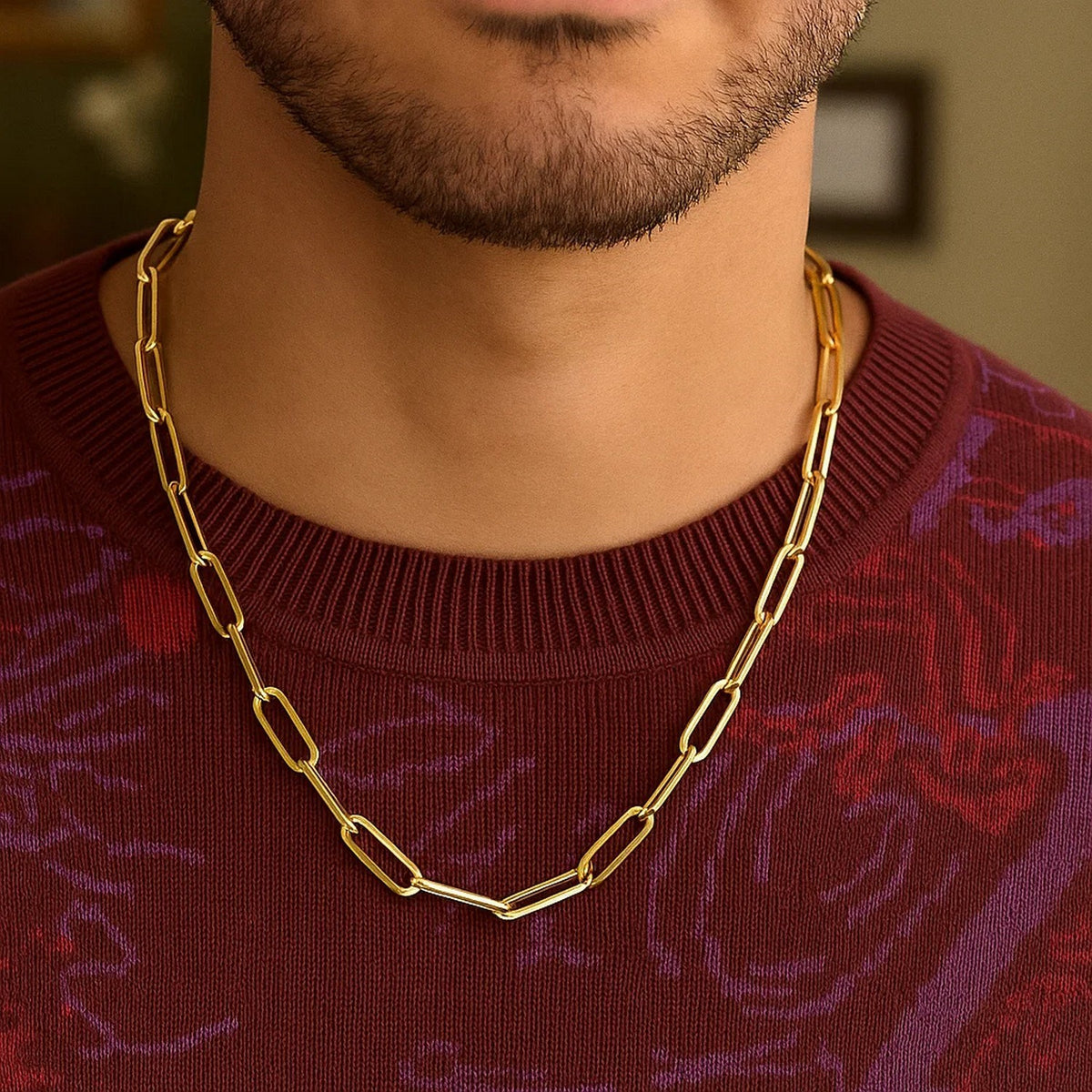 14K Yellow Gold Bold Paperclip Chain (4.20 mm) RCJ