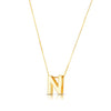 14K Yellow Gold Yours Truly Block Letter Initial N Necklace Alba Luxe