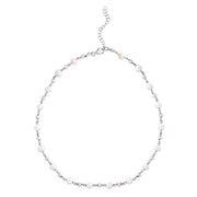 Sterling Silver Rhodium Plated Pearl Bead Bracelet RCJ