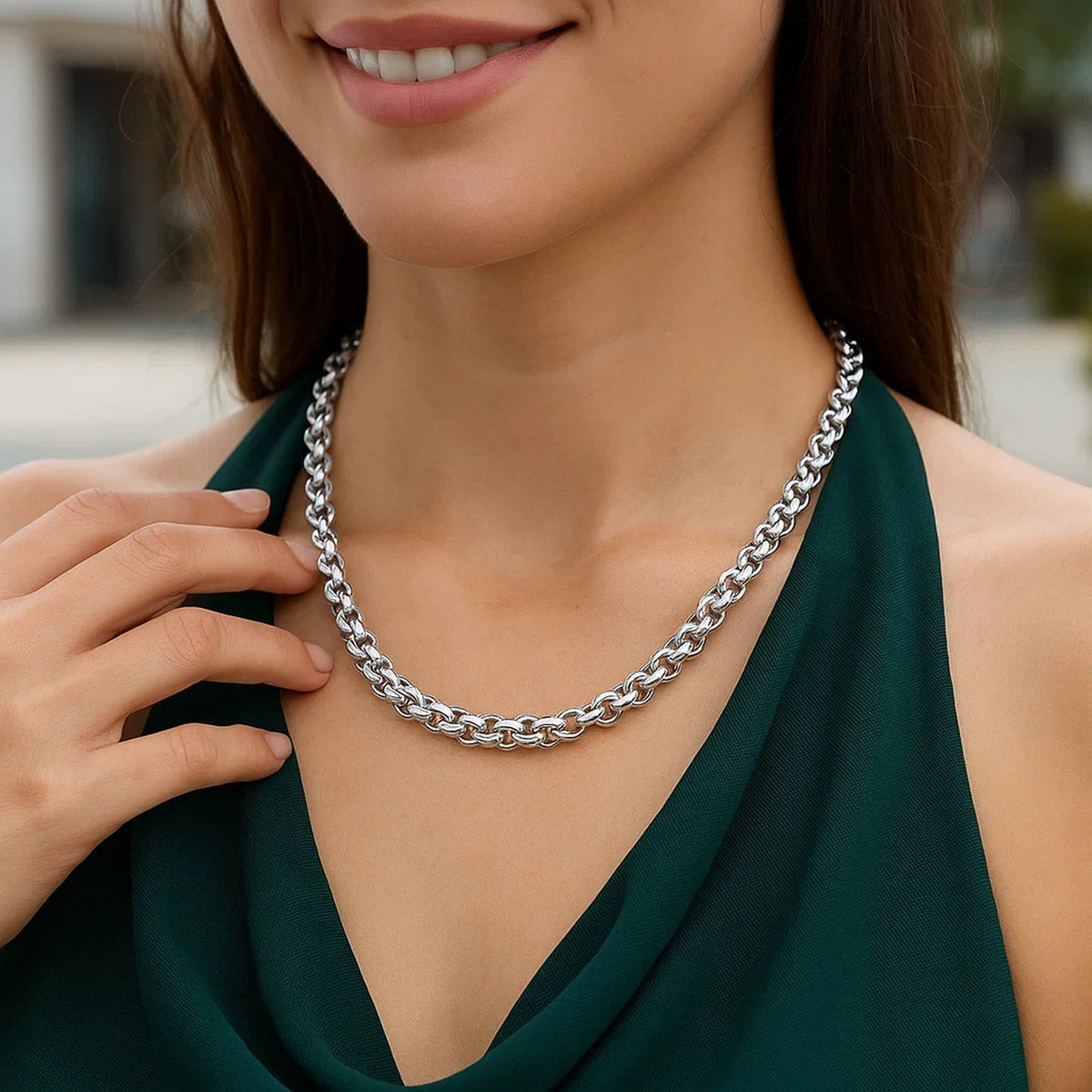 Sterling Silver Rolo Link Necklace Alba Luxe
