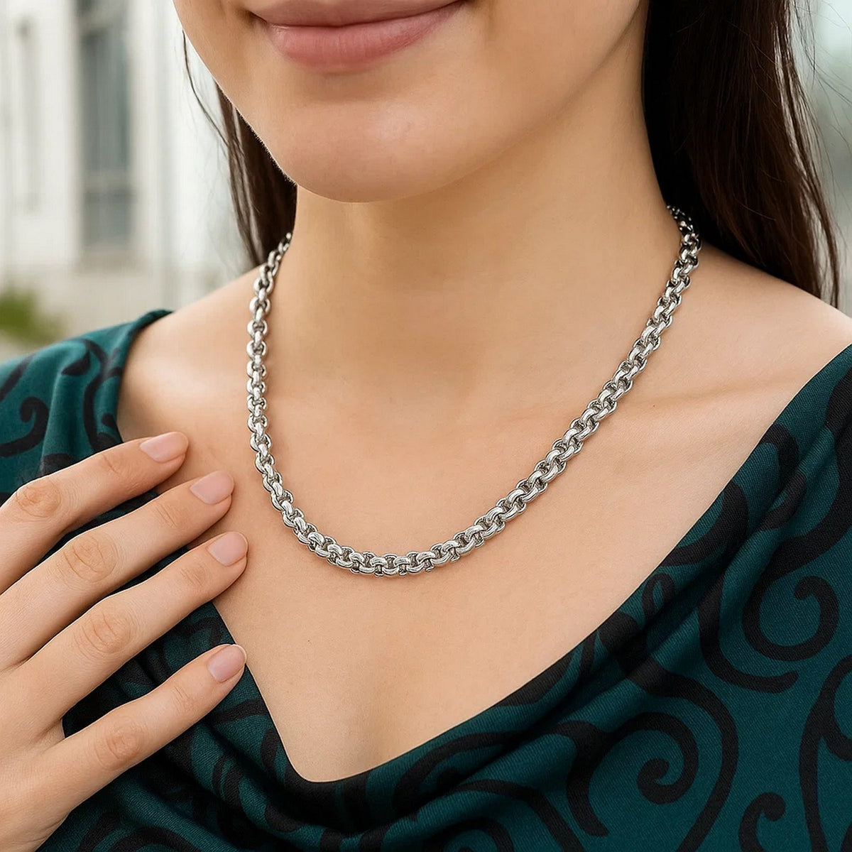 Sterling Silver Rolo Link Necklace Alba Luxe