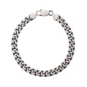 Sterling Silver Gunmetal Finish Miami Cuban Link Bracelet (7.00 mm) Alba Luxe