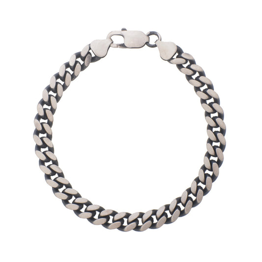 Sterling Silver Gunmetal Finish Miami Cuban Link Bracelet (7.00 mm) Alba Luxe