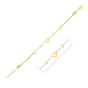 14k Yellow Gold Puff Heart Adjustable Anklet RCJ