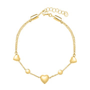 14k Yellow Gold Puff Heart Adjustable Anklet RCJ