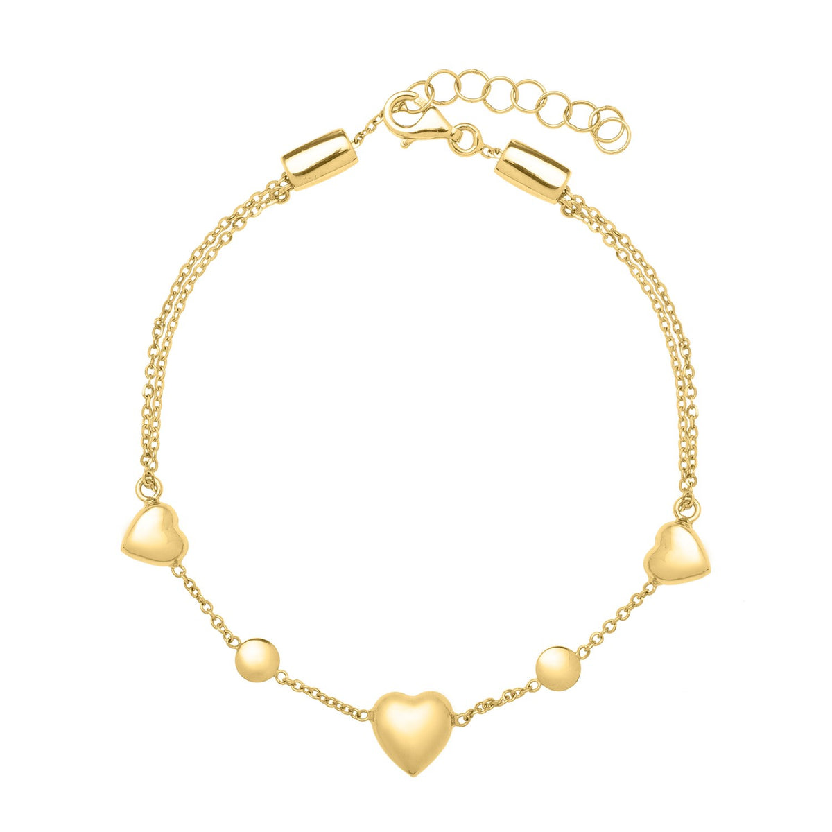 14k Yellow Gold Puff Heart Adjustable Anklet RCJ