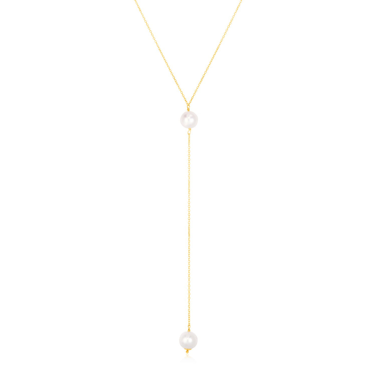 14k Yellow Gold Lariat Necklace with Pearls RCJ