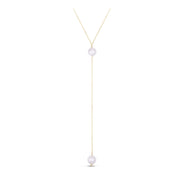 14k Yellow Gold Lariat Necklace with Pearls RCJ