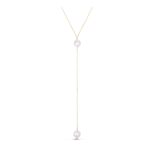 14k Yellow Gold Lariat Necklace with Pearls RCJ