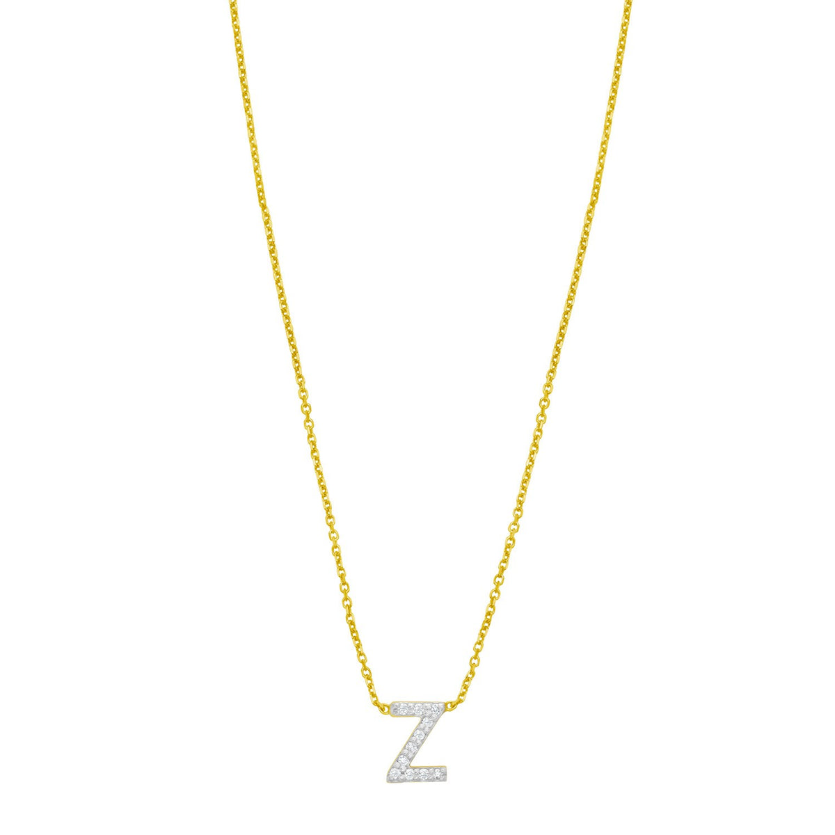 14K Yellow Gold Mini Diamond Z Initial Pendant Necklace Alba Luxe