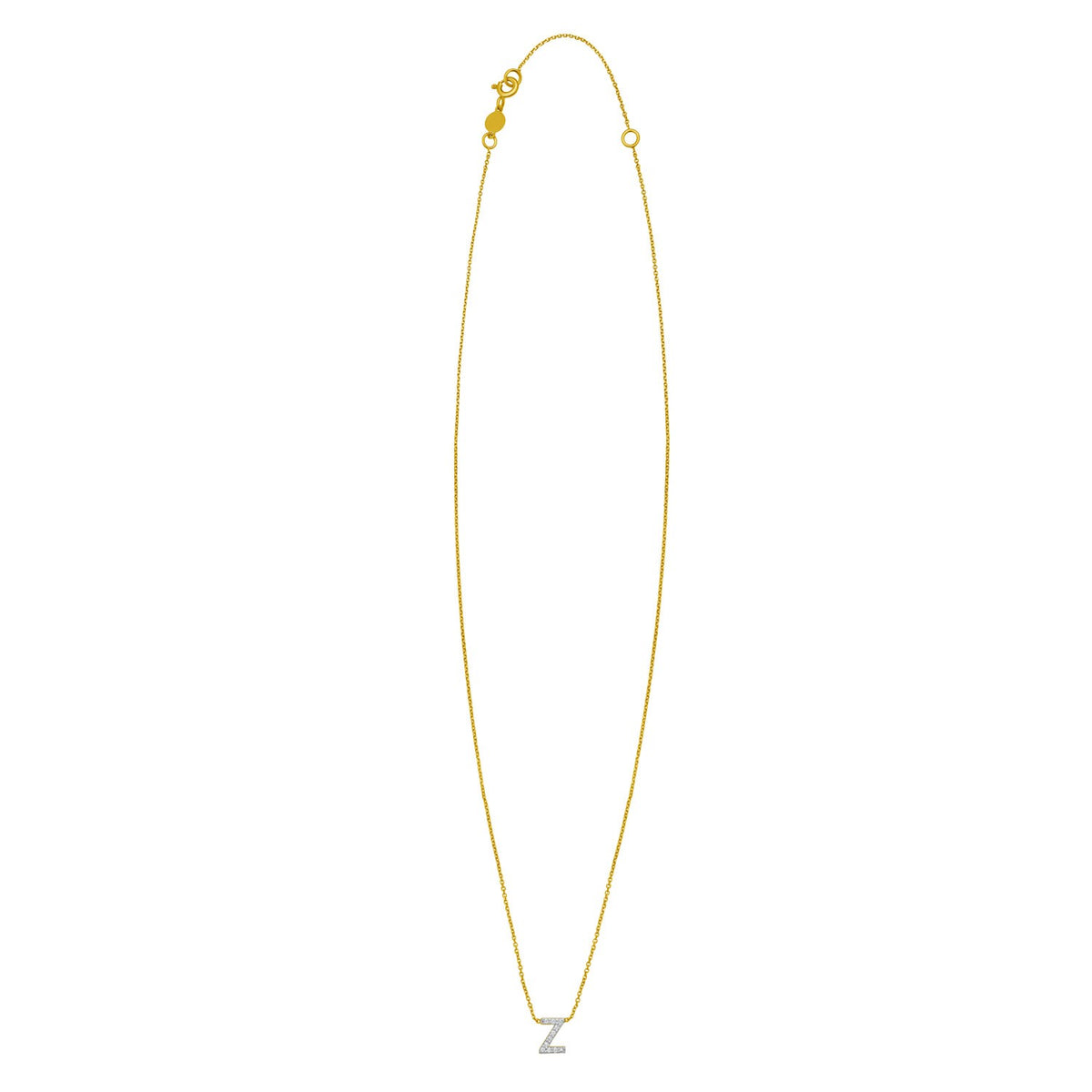 14K Yellow Gold Mini Diamond Z Initial Pendant Necklace Alba Luxe