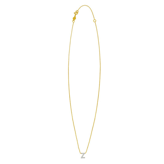 14K Yellow Gold Mini Diamond Z Initial Pendant Necklace Alba Luxe
