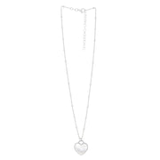 Sterling Silver Rhodium Plated and Mother of Pearl Heart Pendant Necklace RCJ
