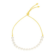 14k Yellow Gold Adjustable Friendship Bracelet with Pearls RCJ
