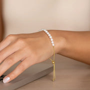 14k Yellow Gold Adjustable Friendship Bracelet with Pearls RCJ