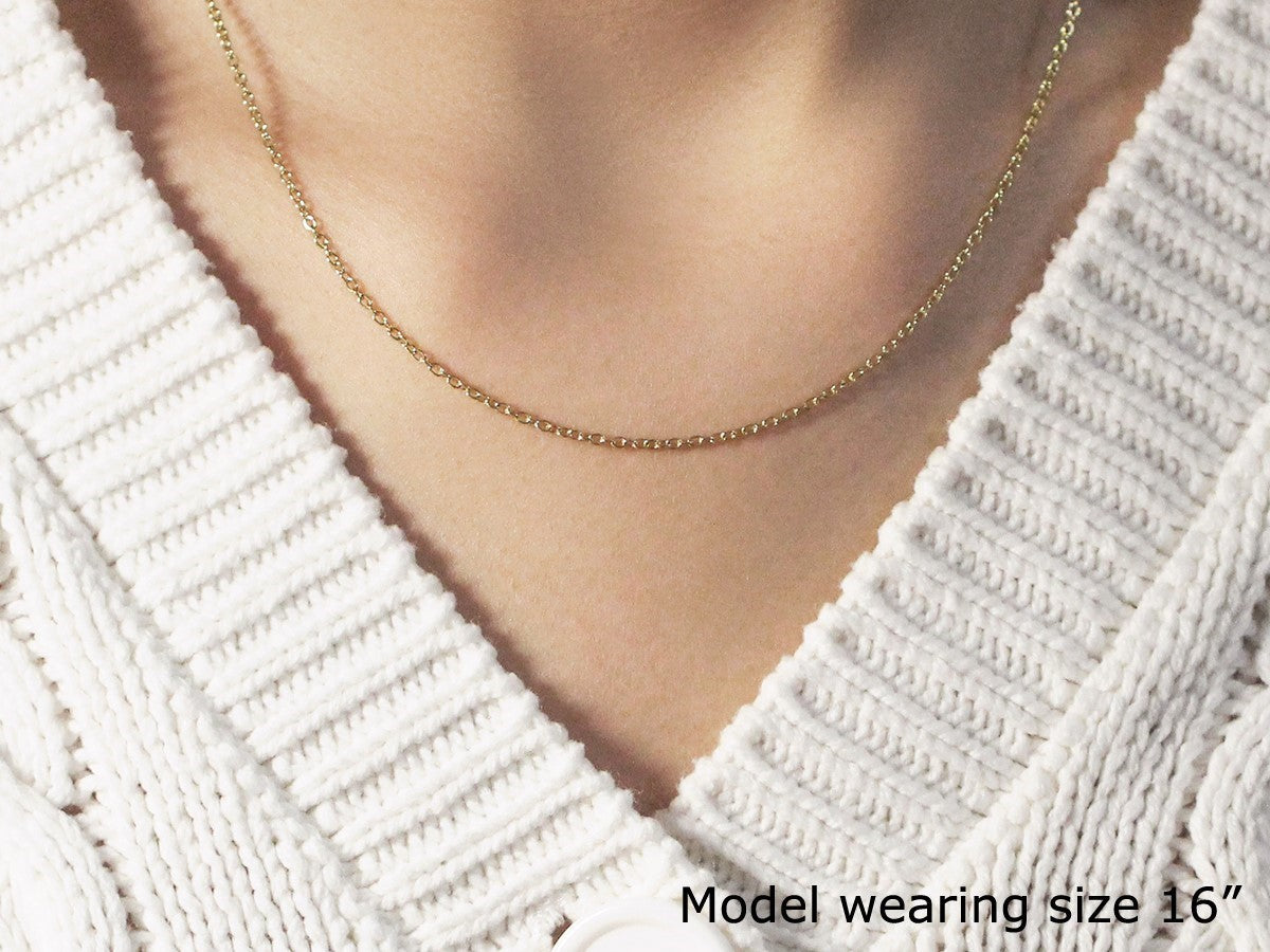 18k Yellow Gold Round Cable Link Chain (1.50 mm) RCJ