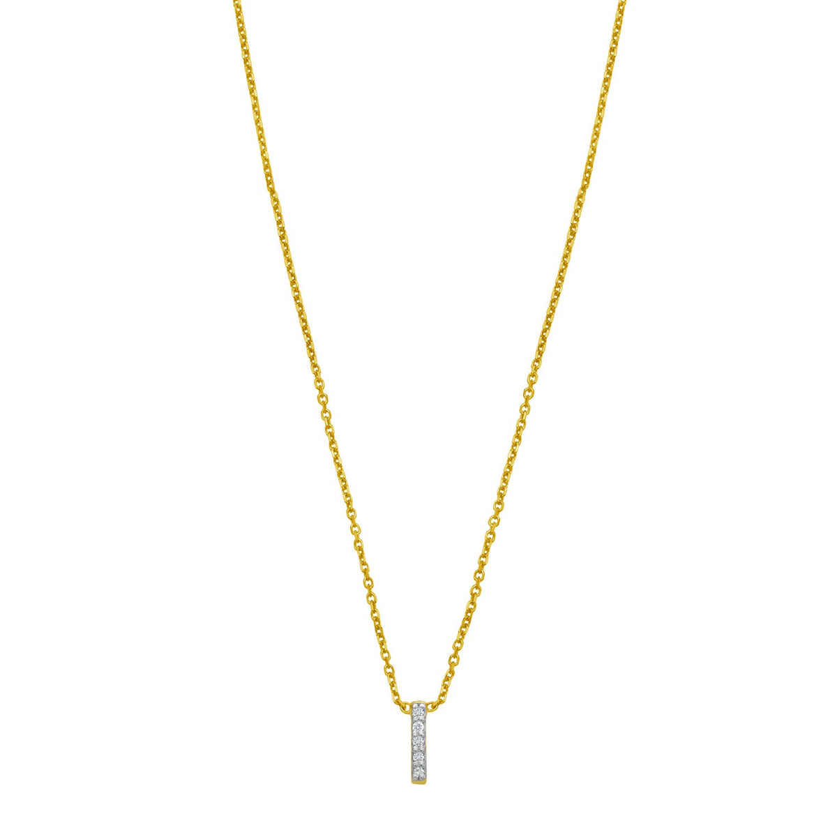 14K Yellow Gold Mini Diamond I Initial Pendant Necklace Alba Luxe
