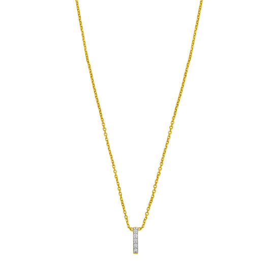 14K Yellow Gold Mini Diamond I Initial Pendant Necklace Alba Luxe