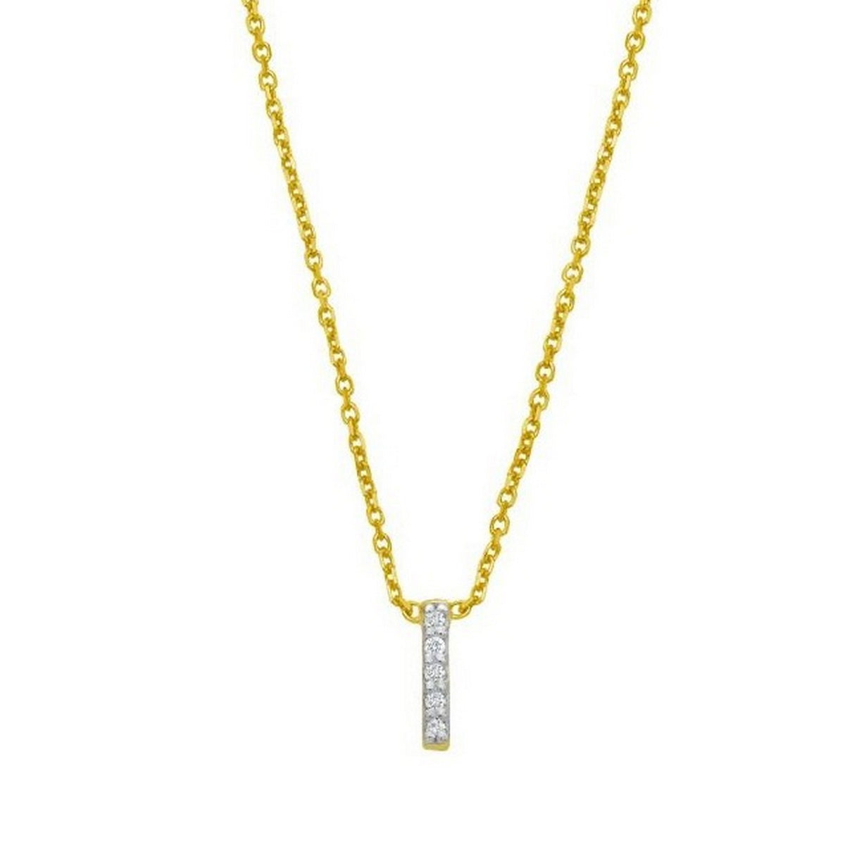 14K Yellow Gold Mini Diamond I Initial Pendant Necklace Alba Luxe