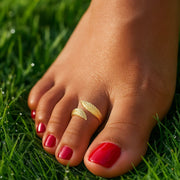 14k Yellow Gold Bypass Style Toe Ring with Leaves RCJ