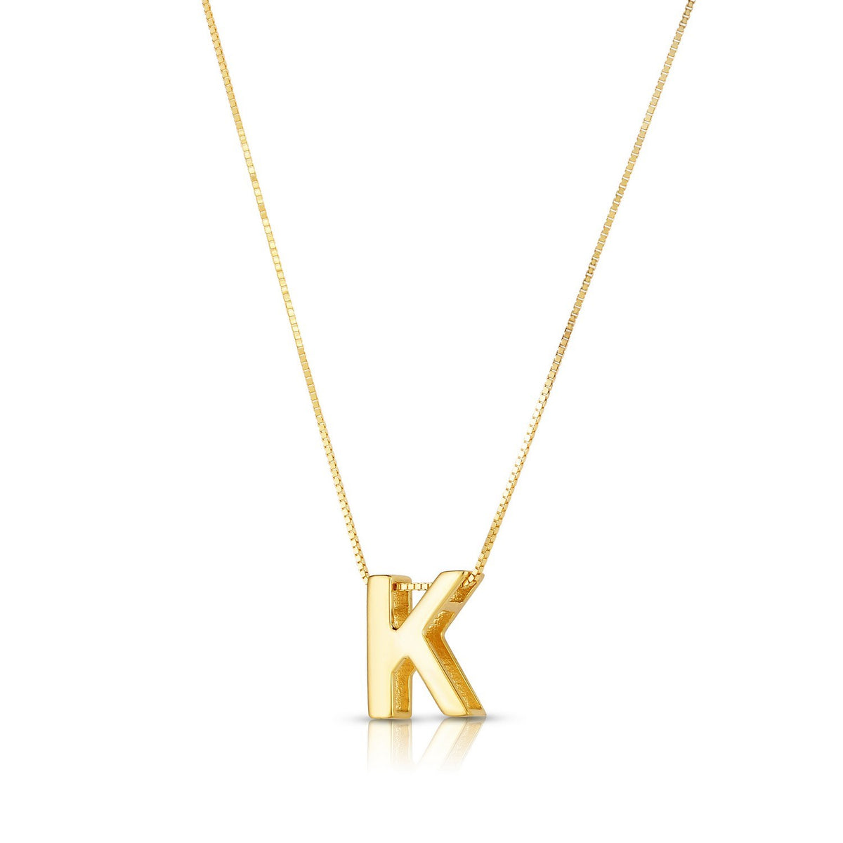 14K Yellow Gold Yours Truly Block Letter Initial K Necklace Alba Luxe
