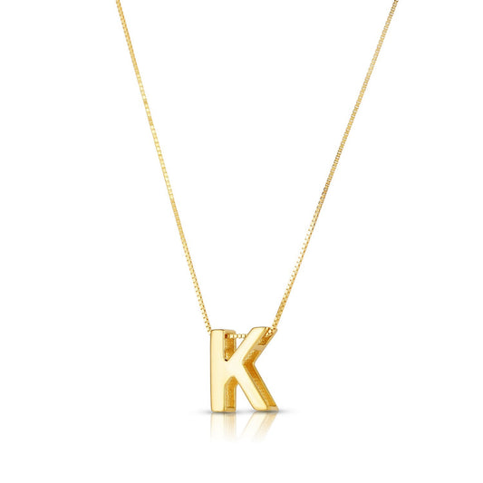 14K Yellow Gold Yours Truly Block Letter Initial K Necklace Alba Luxe