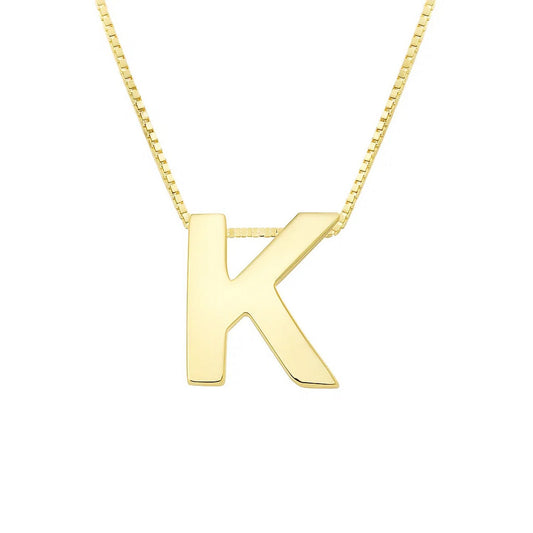 14K Yellow Gold Yours Truly Block Letter Initial K Necklace Alba Luxe