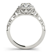 14k White Gold Halo Antique Style Round Diamond Engagement Ring (5/8 cttw) RCJ