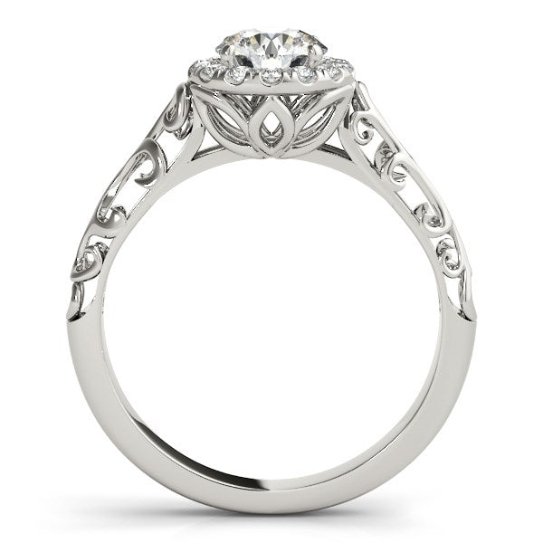 14k White Gold Halo Antique Style Round Diamond Engagement Ring (5/8 cttw) RCJ