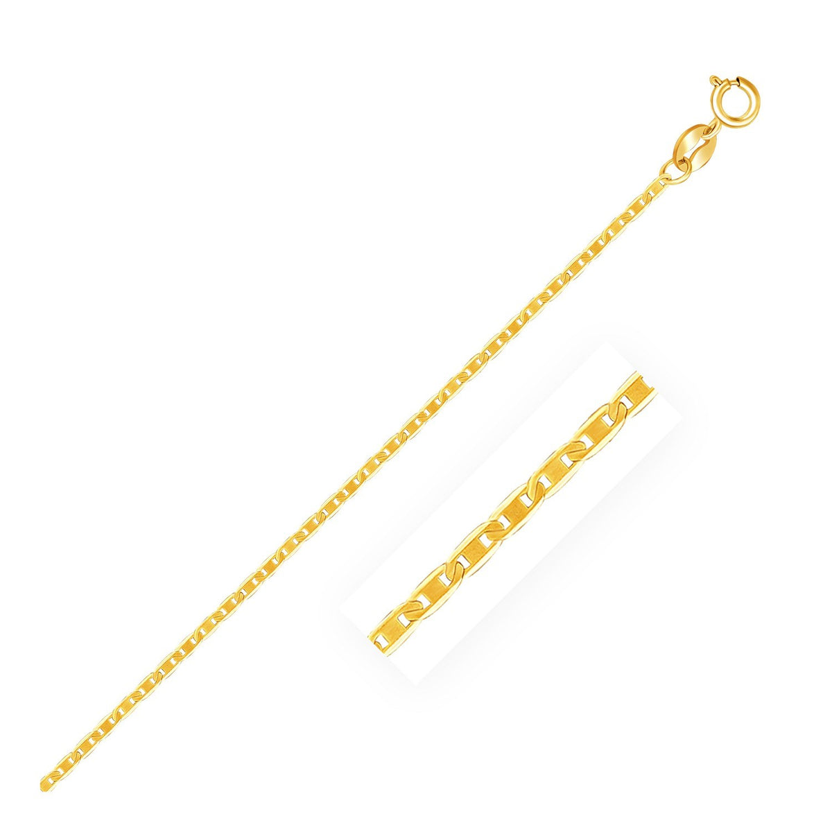 10k Yellow Gold Mariner Link Anklet 1.2mm RCJ