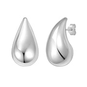 Sterling Silver Rhodium Plated Puffed Teardrop Earrings RCJ