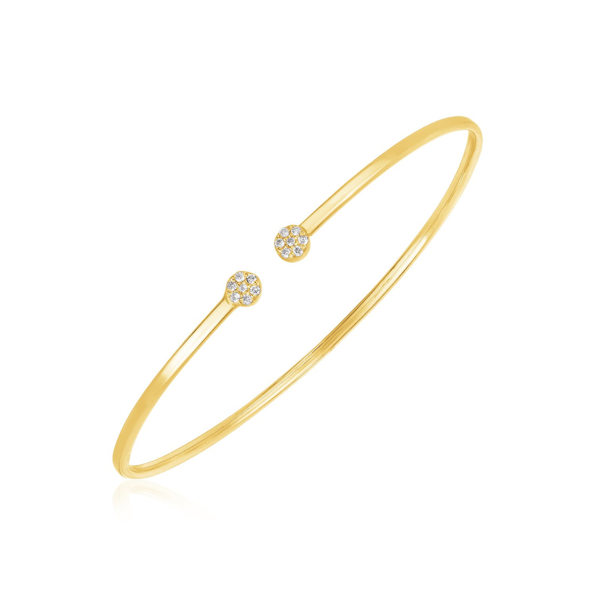 14k Yellow Gold High Polish Diamond Cluster Bangle (2.00 mm) RCJ