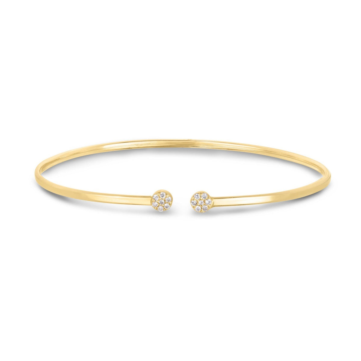14k Yellow Gold High Polish Diamond Cluster Bangle (2.00 mm) RCJ