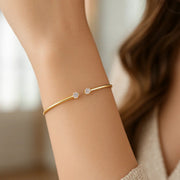 14k Yellow Gold High Polish Diamond Cluster Bangle (2.00 mm) RCJ